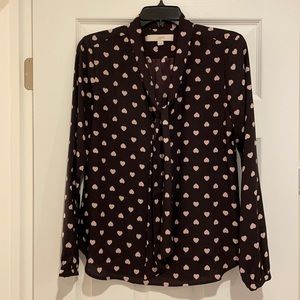 Loft Tie Neck Heart Blouse Small